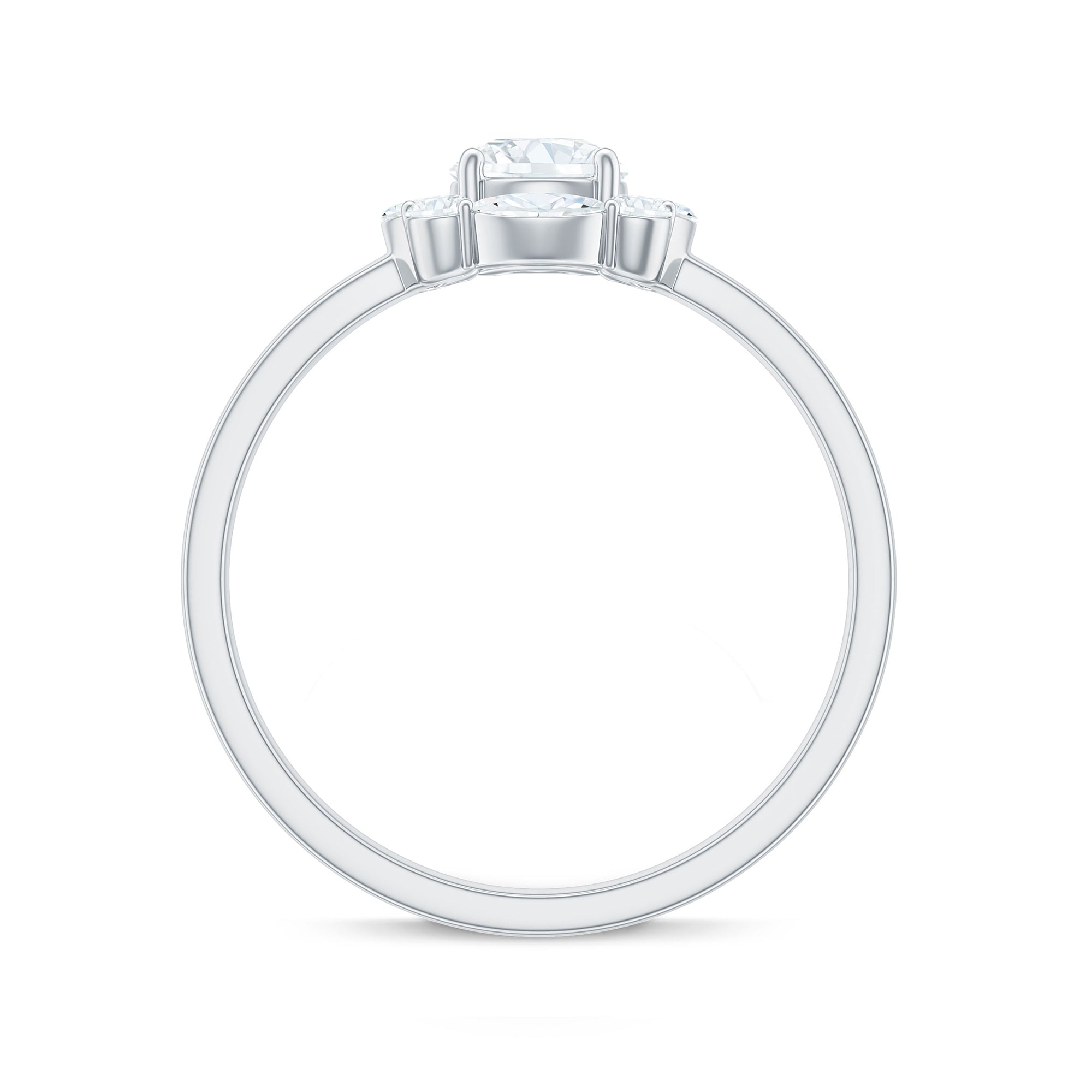 1 CT Round and Marquise Moissanite Minimal Engagement Ring in Prong Setting Moissanite - ( D-VS1 ) - Color and Clarity - Rosec Jewels