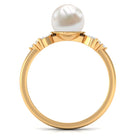 Nature Inspired Freshwater Pearl Solitaire Ring with Diamond Freshwater Pearl - ( AAA ) - Quality - Rosec Jewels