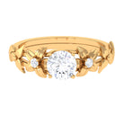 1 CT Simulated Diamond Gold Flower Engagement Ring Zircon - ( AAAA ) - Quality - Rosec Jewels