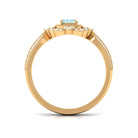 Vintage Style Octagon Aquamarine Engagement Ring with Diamond Floral Halo Aquamarine - ( AAA ) - Quality - Rosec Jewels