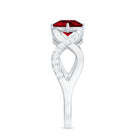 1 CT Solitaire Created Ruby Crossover Engagement Ring with Diamond Lab Created Ruby - ( AAAA ) - Quality - Rosec Jewels