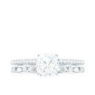 Cushion Cut Moissanite Solitaire Engagement Ring in Gold Moissanite - ( D-VS1 ) - Color and Clarity - Rosec Jewels