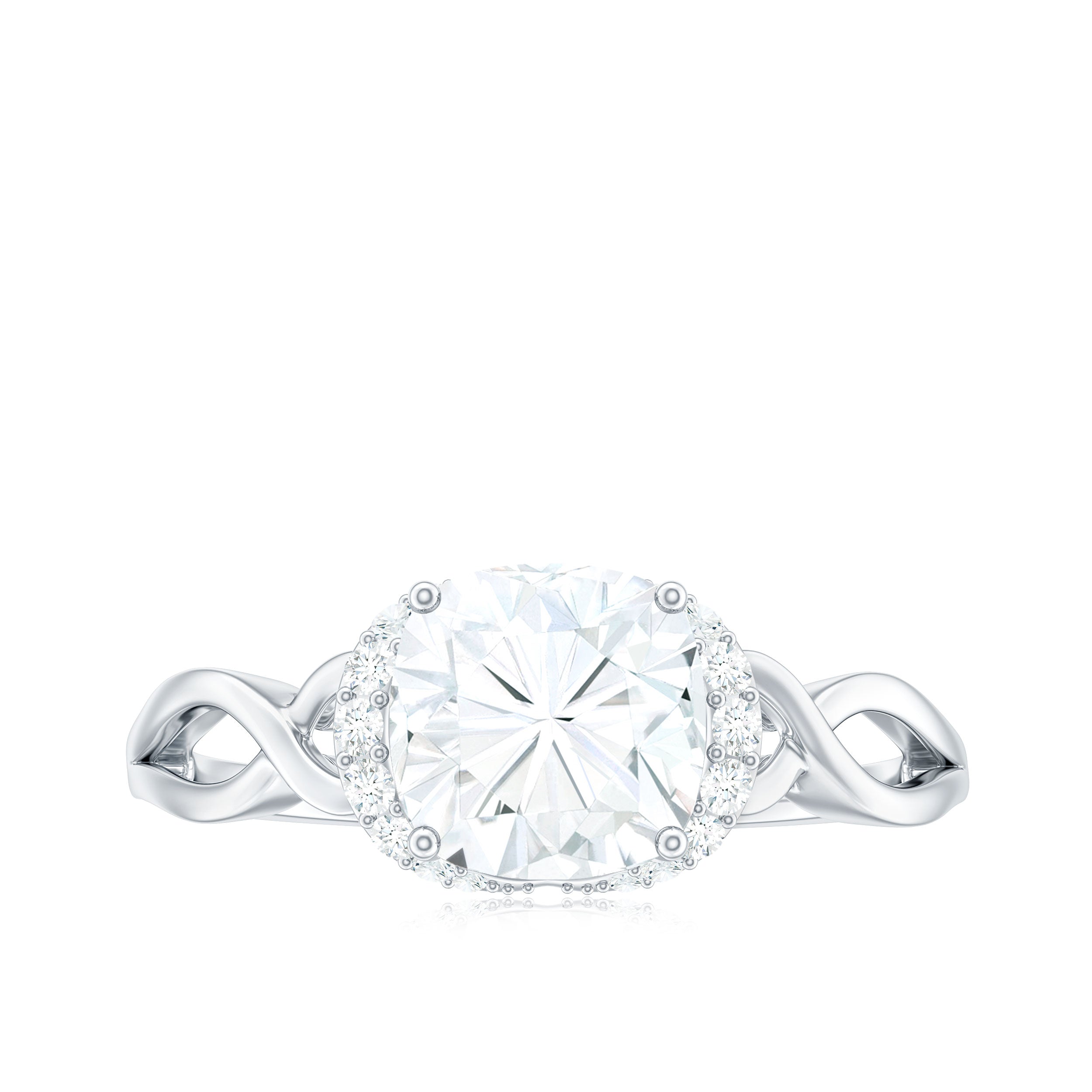 Cushion Cut Moissanite Solitaire Infinity Ring in Gold Moissanite - ( D-VS1 ) - Color and Clarity - Rosec Jewels