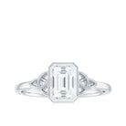 Emerald Cut Moissanite Solitaire Celtic Knot Ring in Bezel Setting Moissanite - ( D-VS1 ) - Color and Clarity - Rosec Jewels
